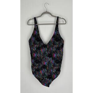 Meundies One Piece V-Neck Swimsuit Electric Reef Womens Plus Size 4X New